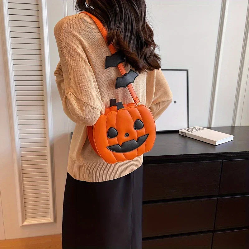Enchanting Halloween Pumpkin  Bag  Devilish Style with Ghost Skull Accent  Fashion Purse for Women & Girls