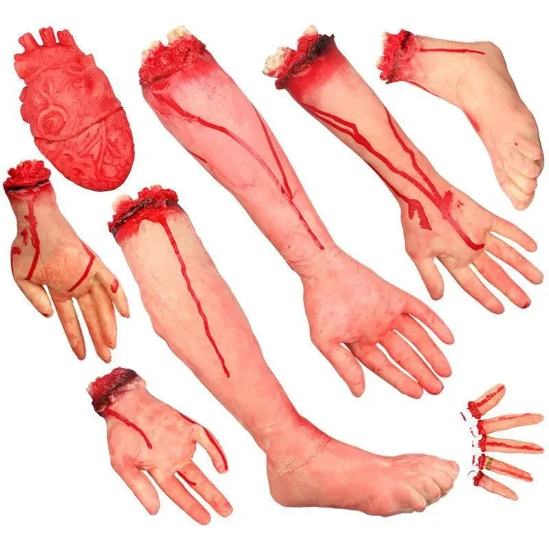 Halloween Prop Bloody Scary Fake Organ Human Brain Body Parts Fake Hand Finger Leg Foot Brain Heart Party Accessories