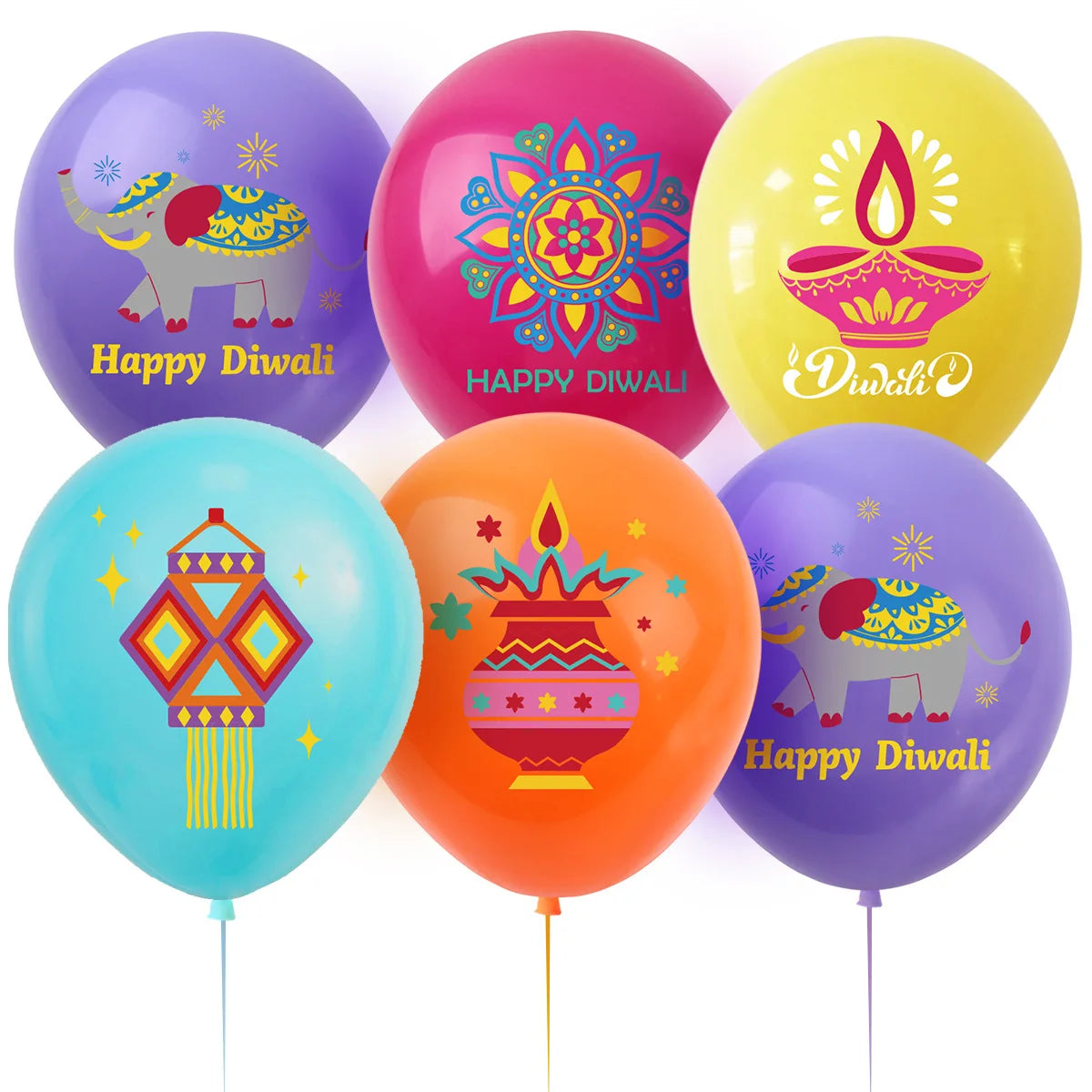 20Pcs Happy Diwali Theme 12inch Latex Balloons Background Photo Props for India Diwali Festival Birthday Party Decoration
