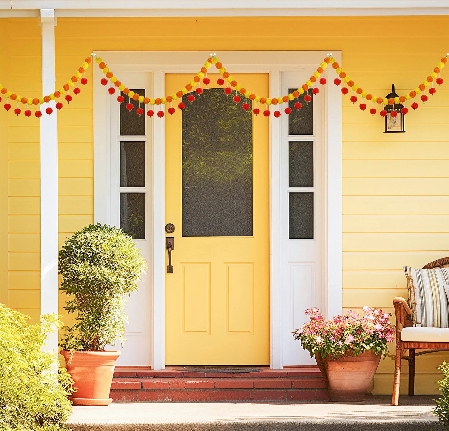 2-10pcs Marigold Flower Garland For Decoration Artificial Flower Garland Pooja, Diwali,Mexican Party ,Day of The Dead Decor