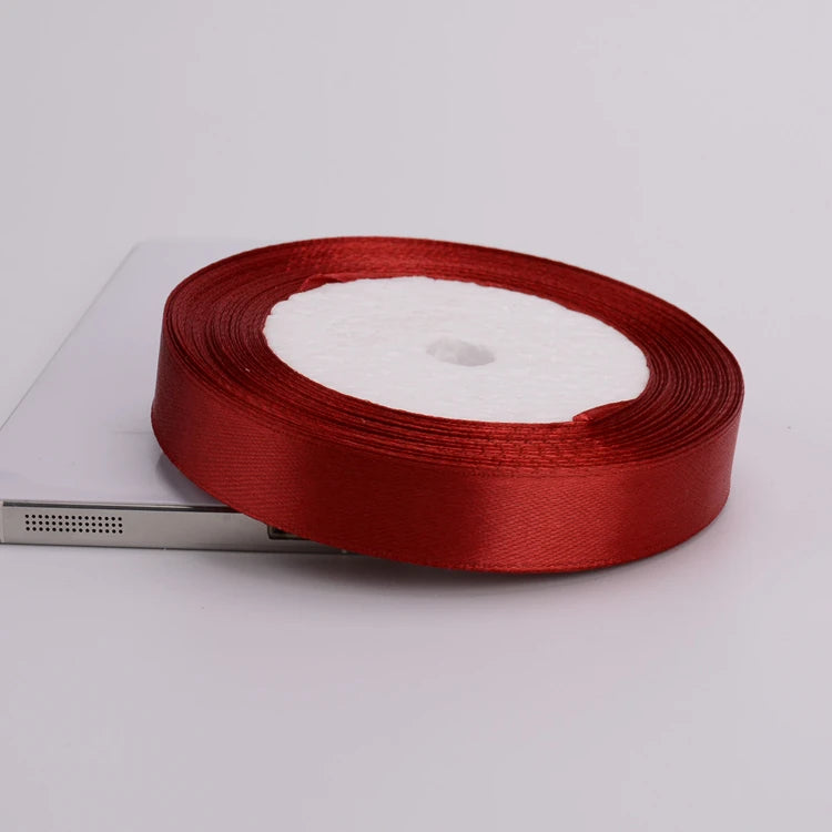 Burgundy Wine Red Single Face Satin Ribbon 6-10-15-20-25-40-50mm Gift Packaging Tape Christmas Halloween Birthday Party Decor