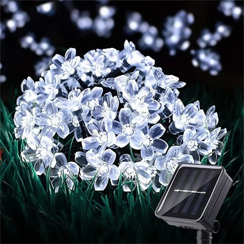Outdoor Garden Solar Flower Light, Waterproof Solar String Lights, Fairy Simulation Floral Garlands, Christmas Decoration Lamp.