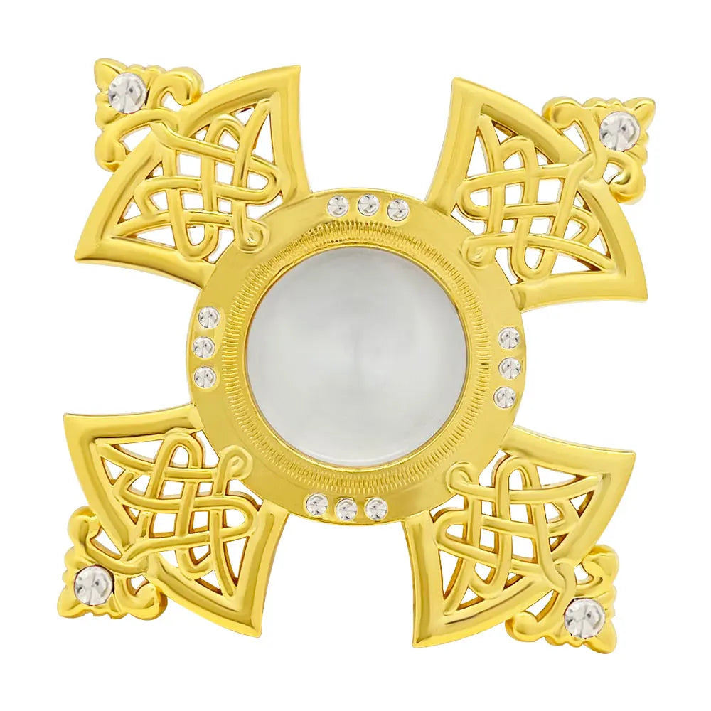 HTISOK Orthodox Holy Water Vessel Gold Plated Alloy with Celtic Cross Church Sanctuary Family Spiritual Space Religious Decor