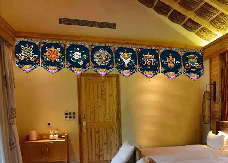 Wholesale Buddhist supplies # HOME Temple altar Wall decor Auspicious blessing Kalachakra Hanging decoration painting Ornament