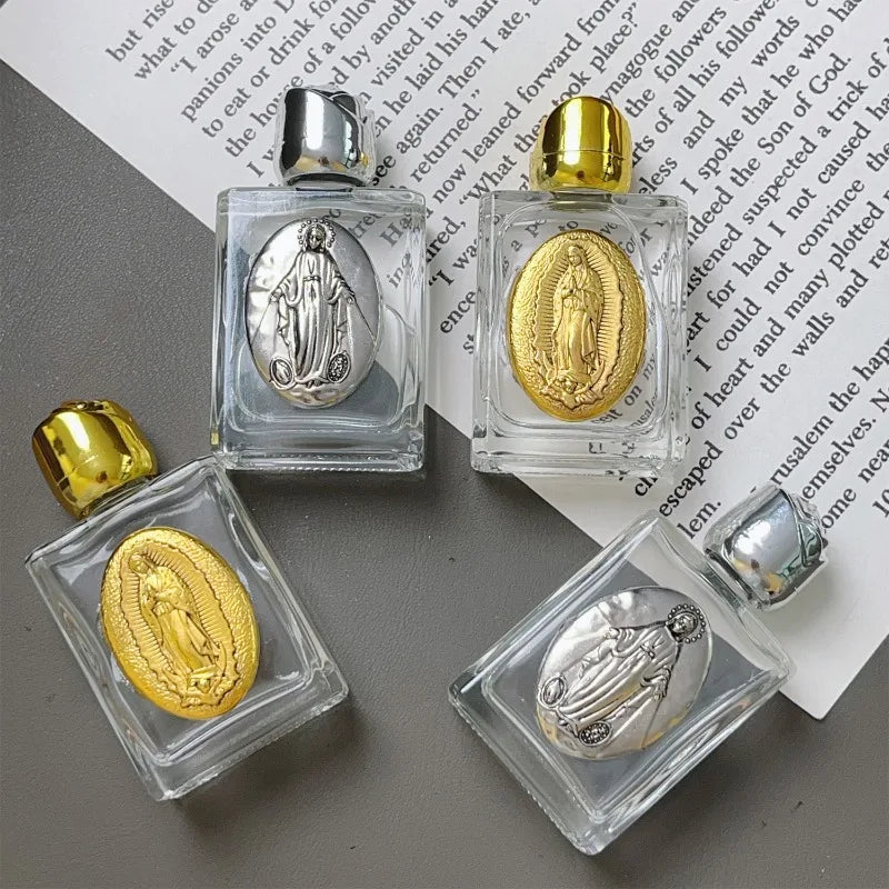 1/2pcs Holy Jesus Bottle Religious Cross Christian Virgin Sculpture Bottle Holy Water Storage Perfume Lotion Separate Bottles