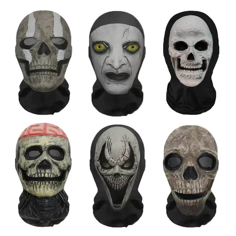 3D Printed Skull Pattern Mask Halloween Party Funny Cosplay Props Full Face Elastic Mesh Breathable Masks Balaclava Headcovers