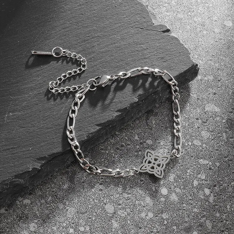 Stainless Steel Hindu Lotus Mandala Open Bracelet Women Fashion Cuff Bangle Casual Sports Yoga Jewelry