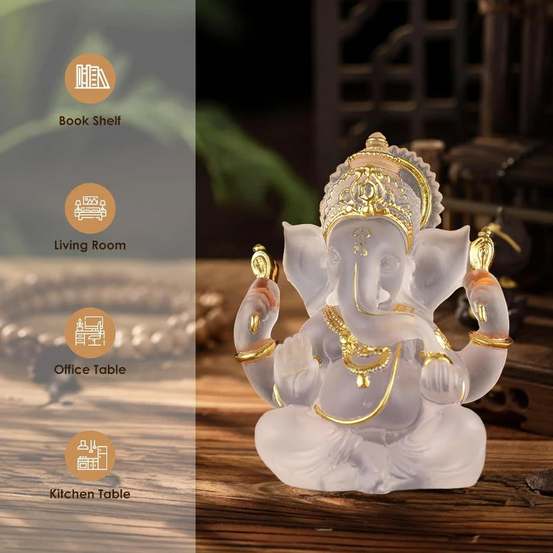 Divine Ganesha Statue Elephant God Decor Luxury Thai Buddha Idol Hindu Temple Art Altar Showpiece Gift for Blessings Meditation