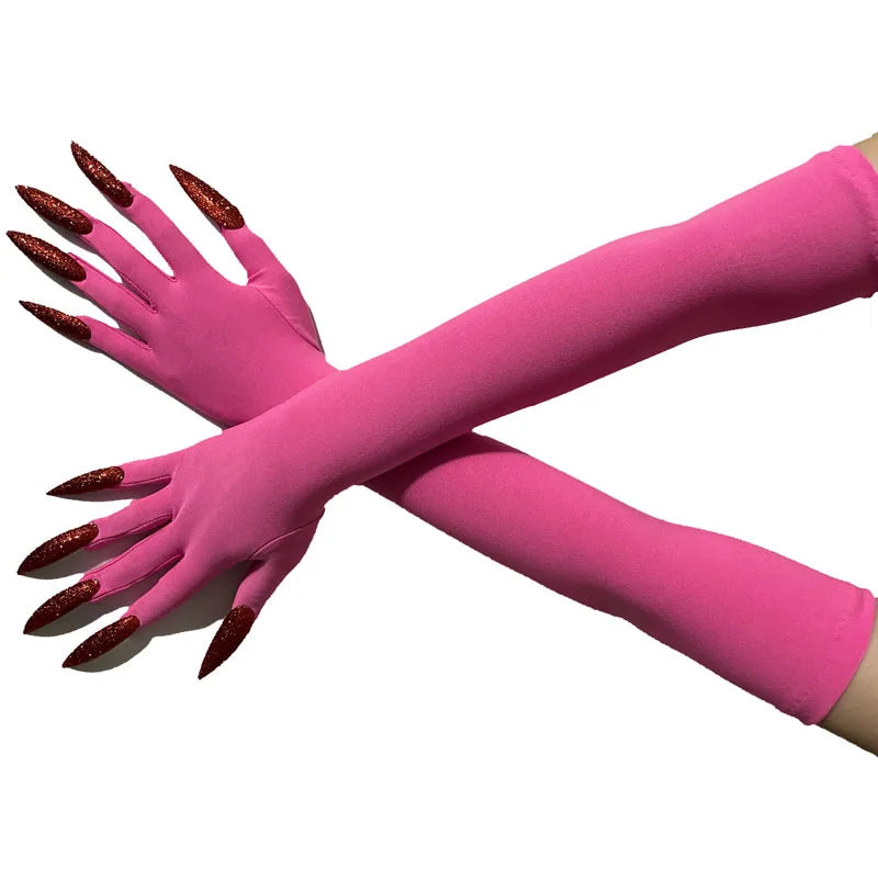 Cool Halloween gloves long ghost claw dress up gloves fashionable red long nails Cosplay Halloween funny gloves A529