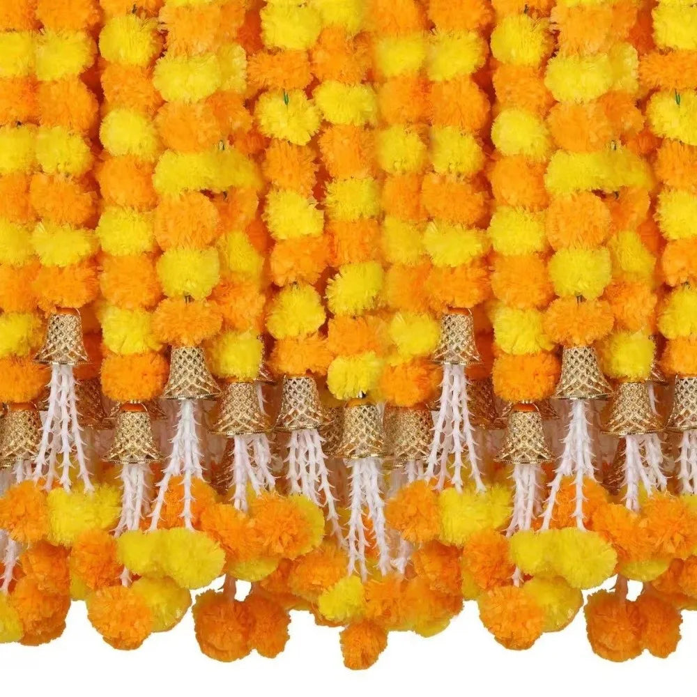 Long Strands Artificial Marigold Garland Pooja Diwali Fiesta Indian Décor Pooja Marigold Flowers Pooja Wedding Events Decor