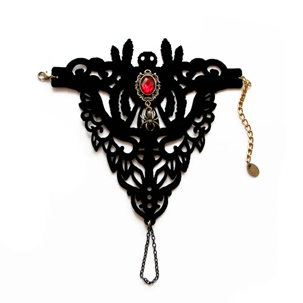 Gothic Black Lace Bracelet Halloween Dress Up Steampunk BraceletWristband Hand Chain Victorian Accessories for Halloween Cosplay