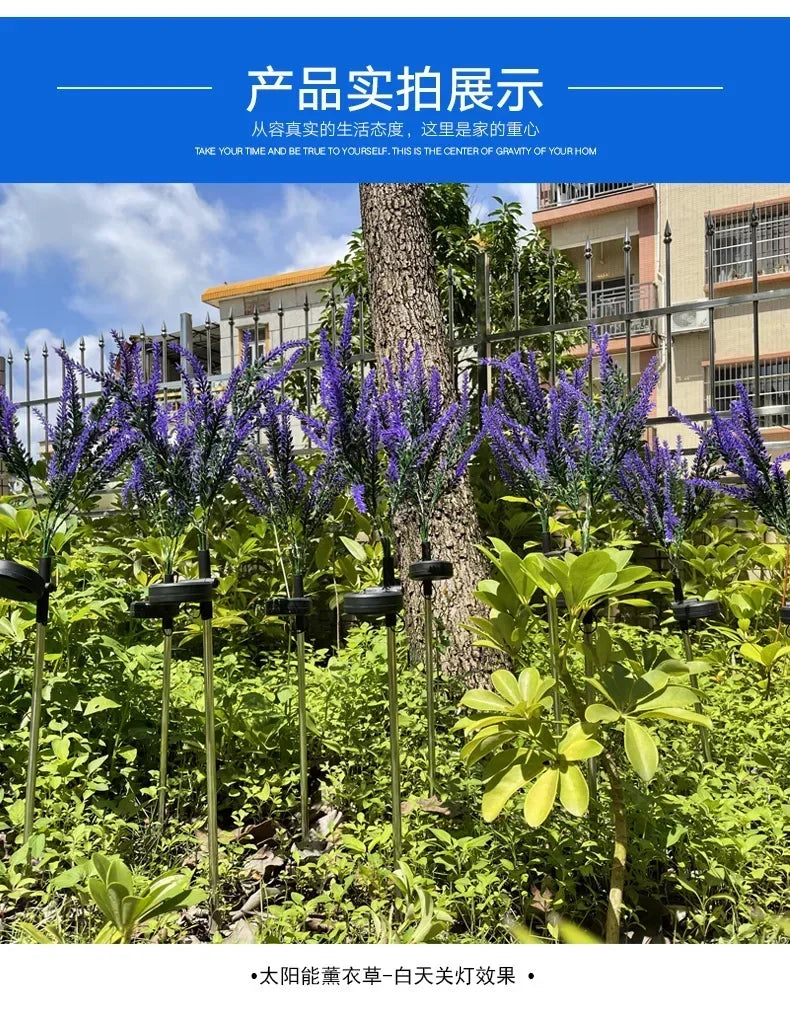 2025 New Purple Lavender Flower Solar Garden Lights Outdoor Decorative Lawn Lamp for Patio Yard Decor