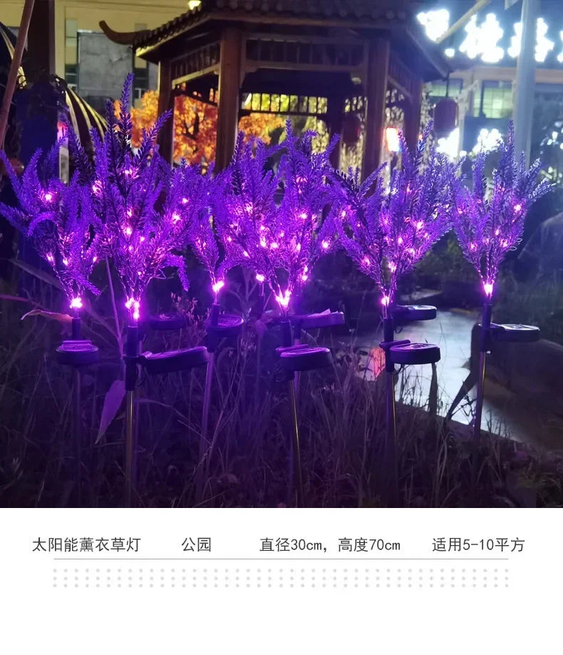 2025 New Purple Lavender Flower Solar Garden Lights Outdoor Decorative Lawn Lamp for Patio Yard Decor