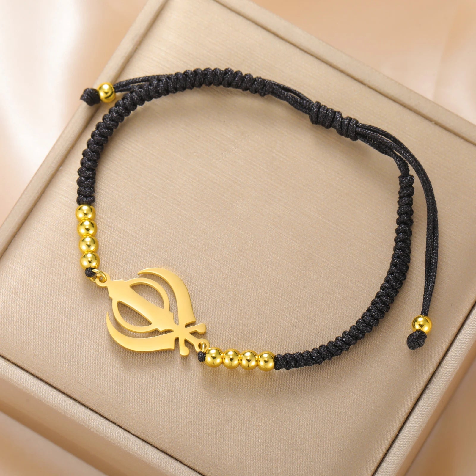 Lucktune Khanda Sikh Faith Bracelet for Women Men Stainless Steel Vintage Indian Sword Lucky Bracelet Spiritual Jewelry Gift