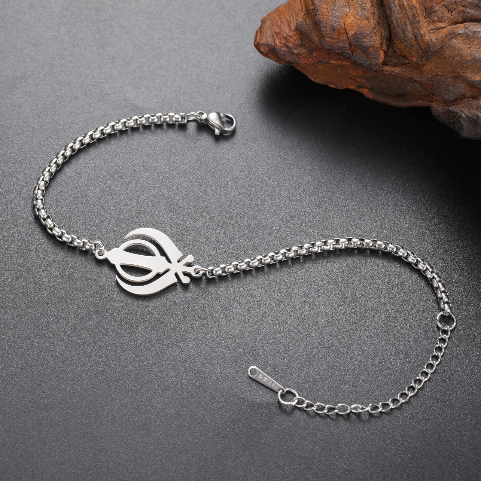 LIKGREAT Sikhism Adjustable Rope Bracelets for Women Men Stainless Steel Sikh Khanda Indian Pakistan Punjab Religious Jewelry