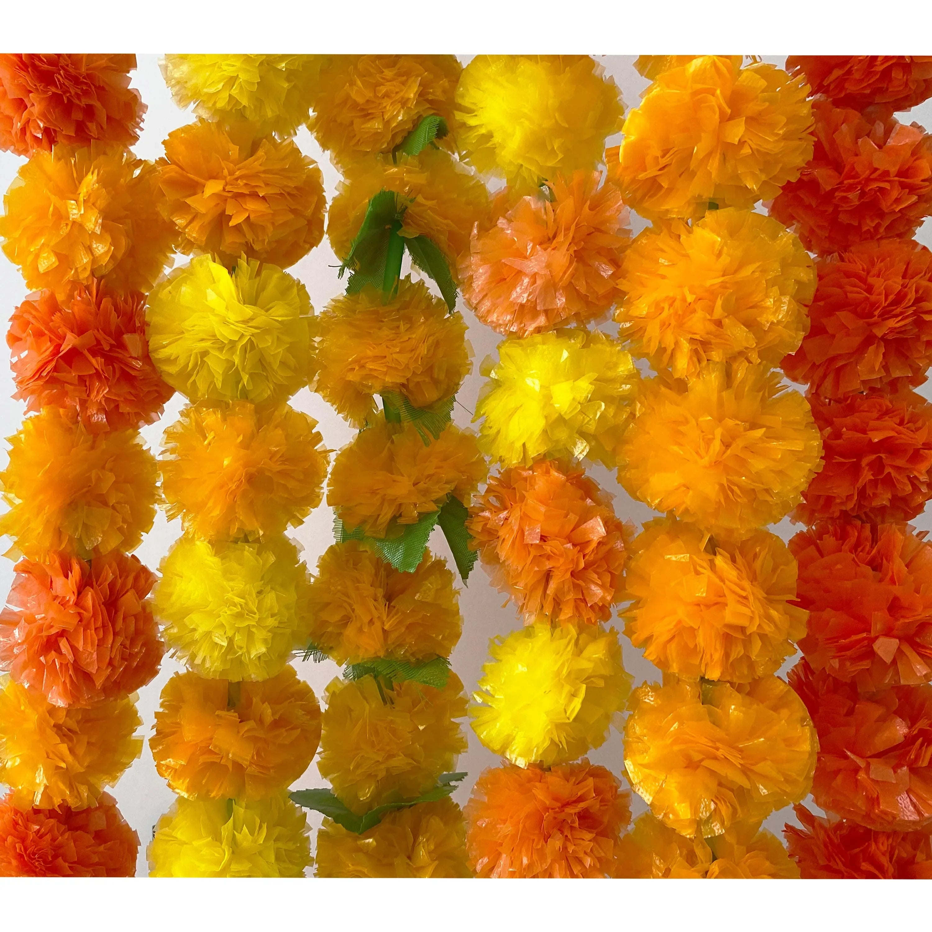 2 Pcs Marigold Flower Garland with бо Flowers for Diwali Mexican Dia de los Muertos DIY Wreath Day of The Dead Decor Party