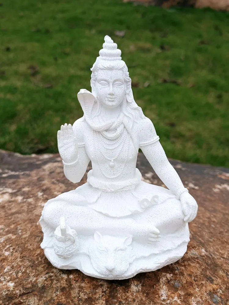 Vilead 13cm Sandstone Shiva Statue Yoga Figurine Ornament Zen Meditation Buddha Decor India Religion Feng Shui Craft Home Living
