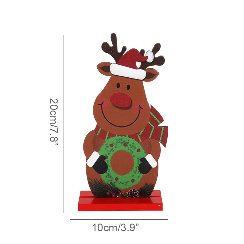 Christmas Wooden Reindeer Snowman Santa Claus Crafts Xmas Desktop Ornaments Merry Christmas Home Decorations New Years Noel Gift