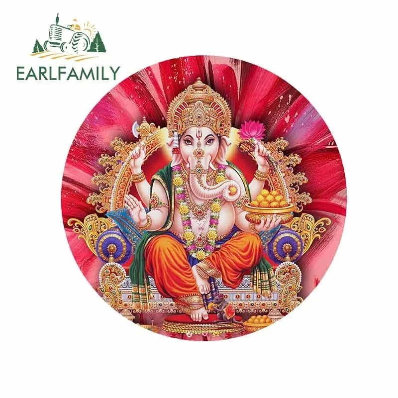 EARLFAMILY 13cm  for Ganesha Car Stickers Waterproof Sunscreen Suitcase Vinyl Material Motorcycle Helmet Fine Decal for Vehicle