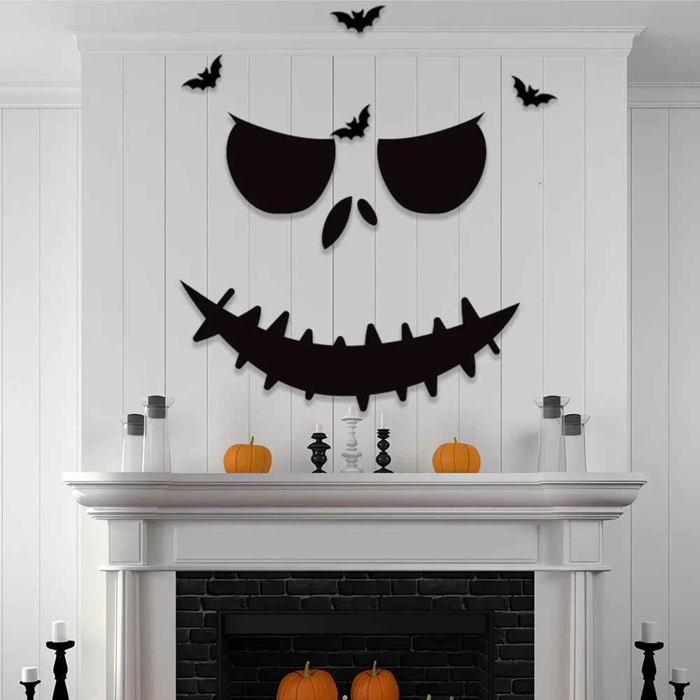 Halloween decoration room door stickers window decor skeleton hand pumpkin DIY devil witch hat glass window stickers ghost
