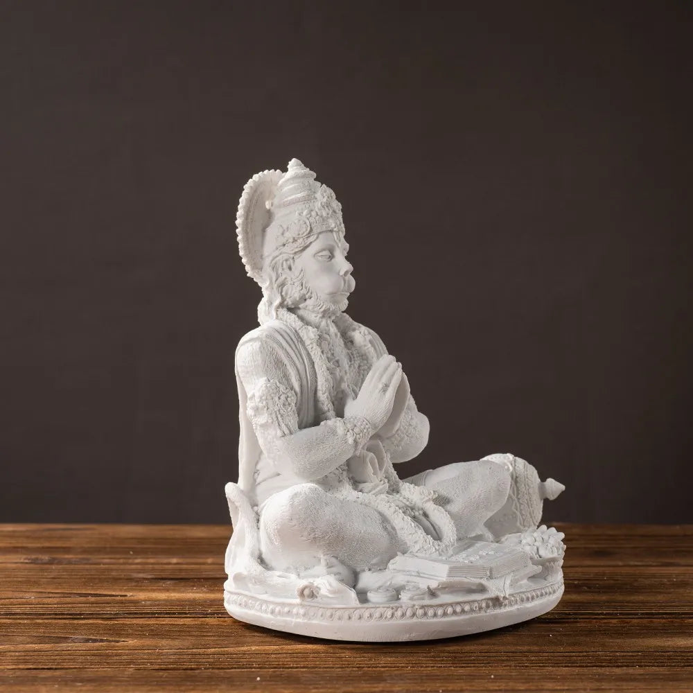 Vilead Sandstone White Hanuman Statue Hindu Monkey God Sculpture Yoga Meditation Decoration Buddha Ganesha Vishnu India FengShui
