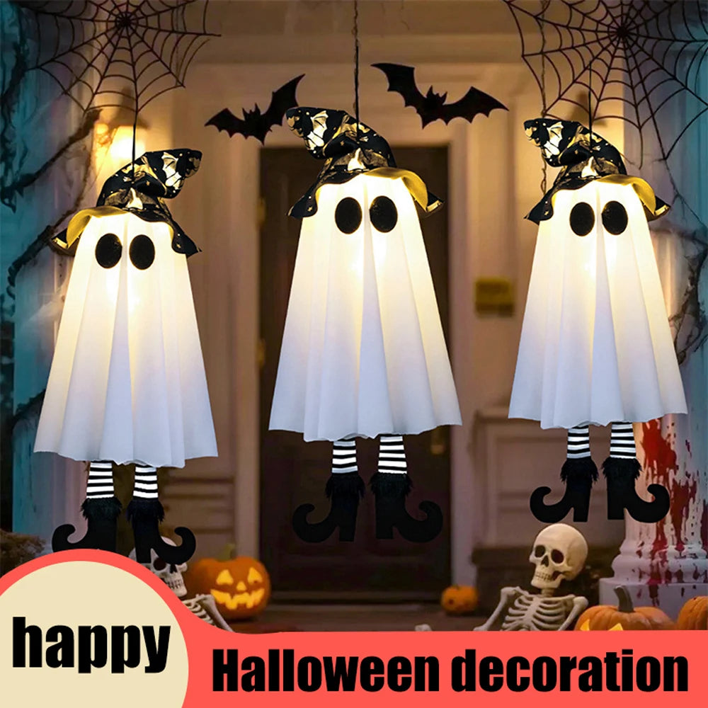 Halloween Decor Hanging Ghosts With Lights 1/2/3pcs LED Glowing Ghosts Festival Home House DIY Decoration Supplies Outdoor Setup