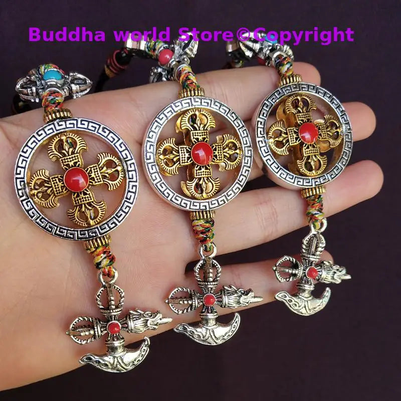 Wholesale Buddhist supplies GOOD 3P Efficacious Amulet Greco-Buddhist pocket travel CAR Safety Mantra Tibet Buddha Vajra Pendant