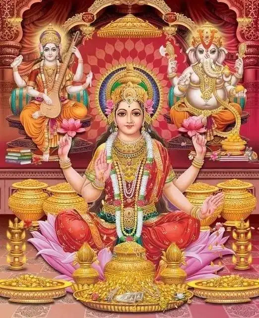 India Hindu God Ganesha Canvas Wall Art  Elephant God Series Religious Temple Print for Living Room Decor