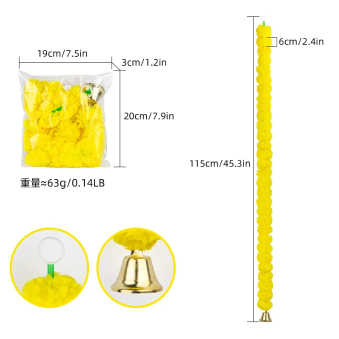 5-50pcs Marigold Flower Garland For Decoration 5 ft Artificial Flowers Mexican Diwali Indian Wedding Party Pooja Day of The Dead