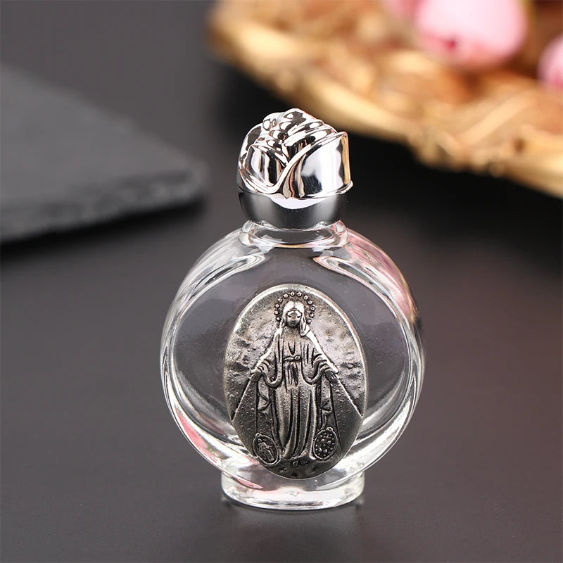 11 Types Of Glass Holy Water Jesus Bottle Religious Cross Bottle Christian Virgin Sculpture Bottle Refillable Holy Water Bottle