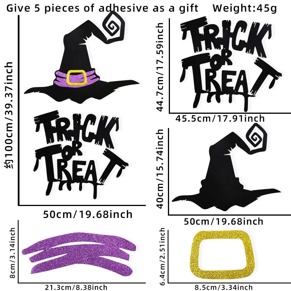 Halloween decoration room door stickers window decor skeleton hand pumpkin DIY devil witch hat glass window stickers ghost