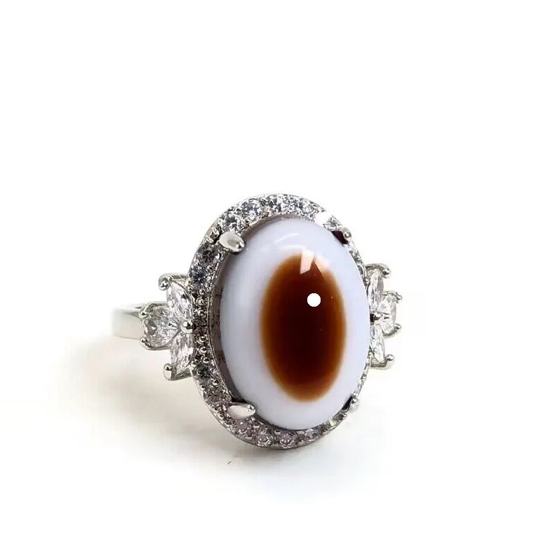 Gothic Evil Eye Ball Design Charm Ring for Men and Women, Crystal opal Jewelry, Punk Finger Accessories, Stainless Steel