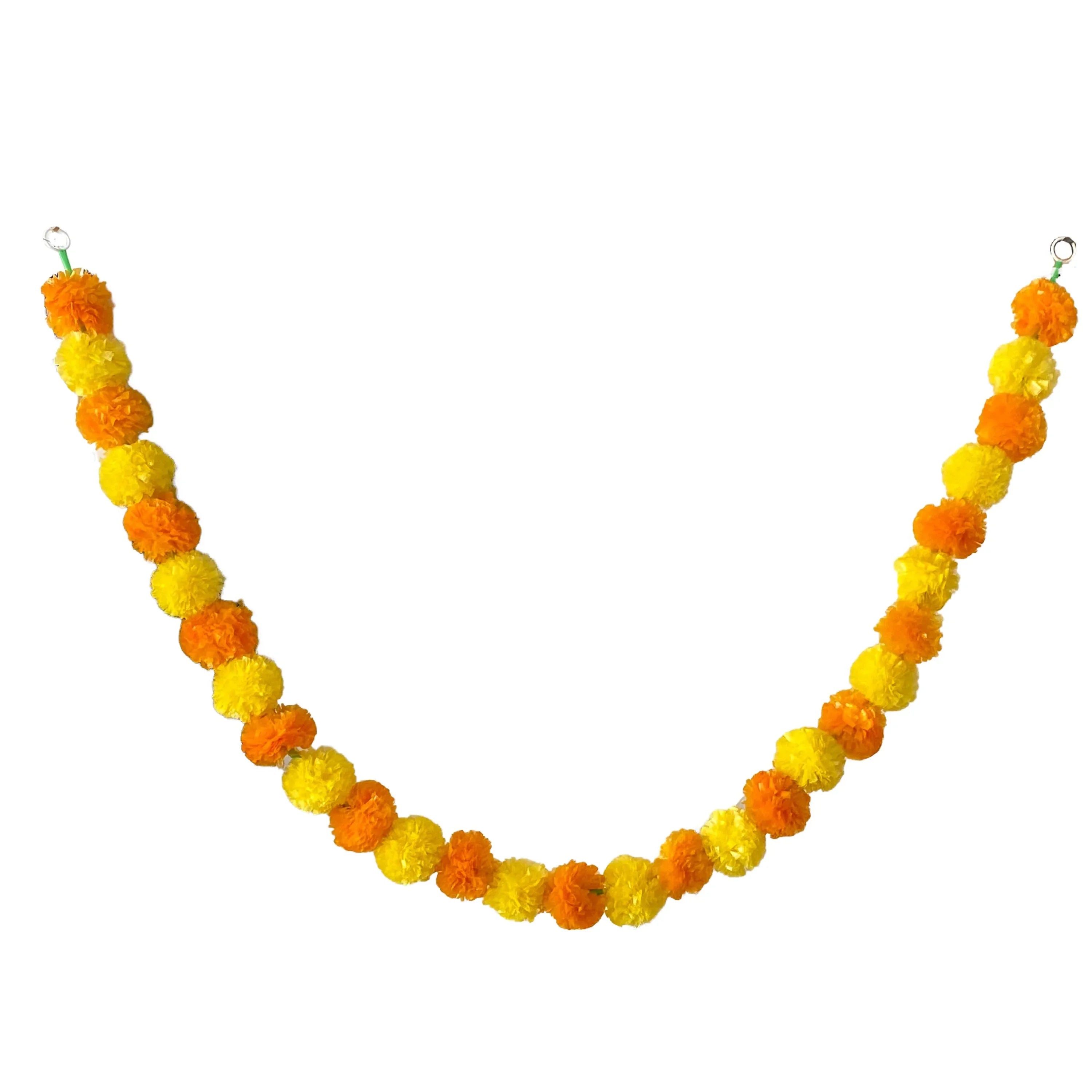 2 Pcs Marigold Flower Garland with бо Flowers for Diwali Mexican Dia de los Muertos DIY Wreath Day of The Dead Decor Party