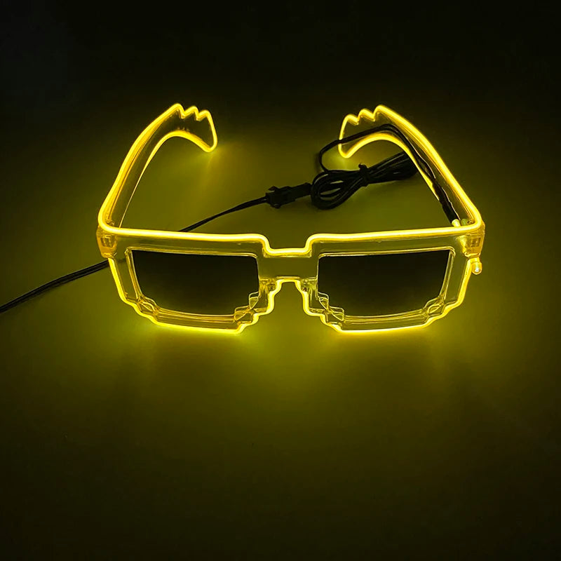 Funny Light Up Glasses Luminous LED Mosaic Glasses Men Women Halloween Party Supplies Glowing Glasses Neon Gafas Prpos
