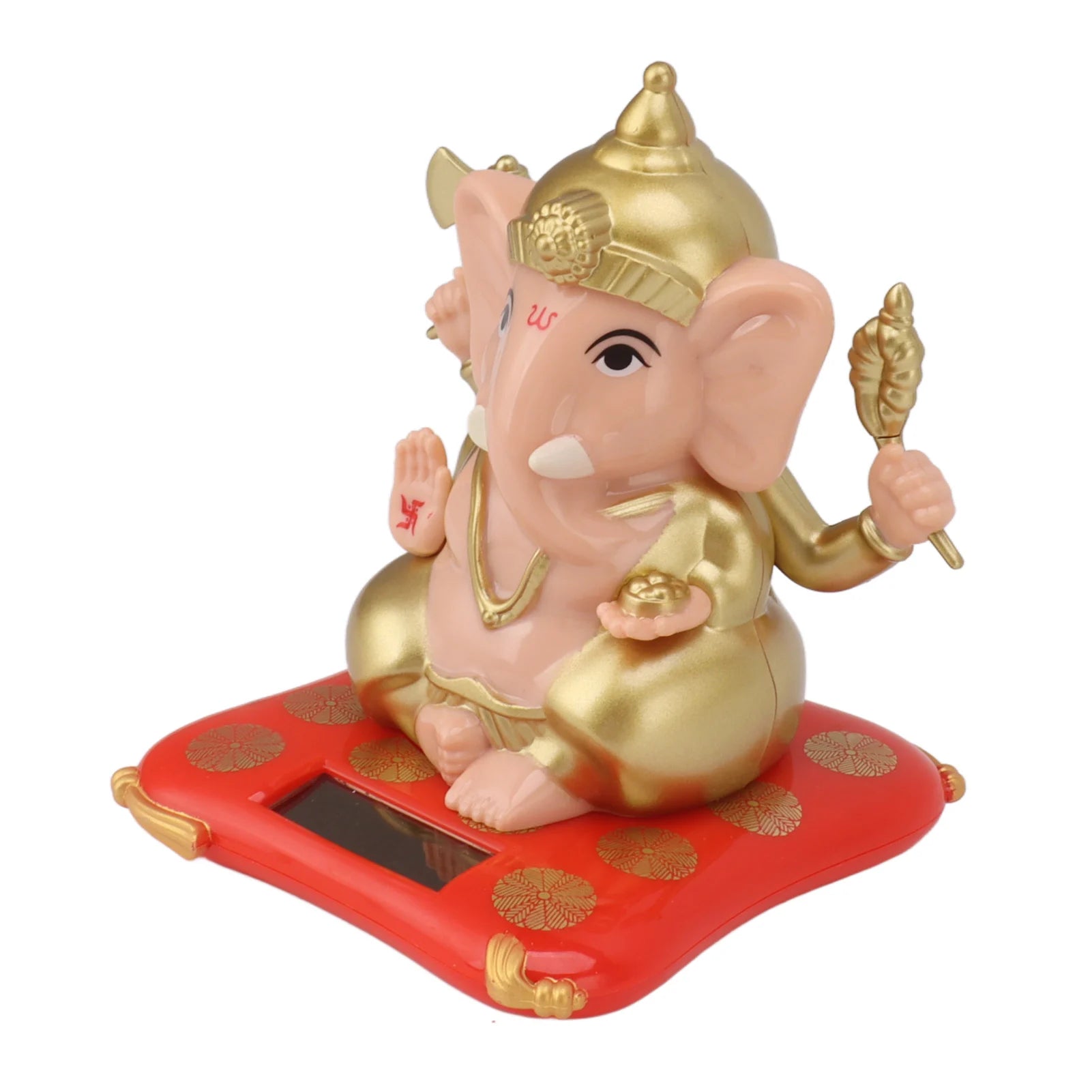 Ganesha Elephant God Statue ABS Solar Powered Indian Ganesha Figurine Ornament for Car Dashboard Home Decor Crafts