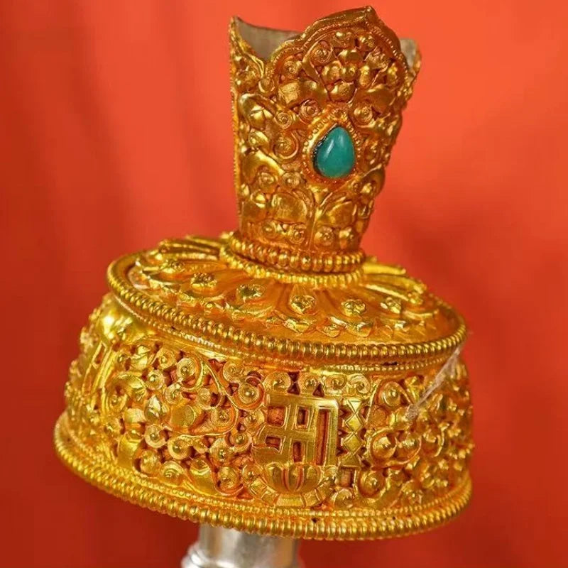 Nepalese Water Purification Bottle Copper,Tantric Holy Water Buddhism Inlaid Gem Pot,Tibetan Altars Kettle Buddhist Religious