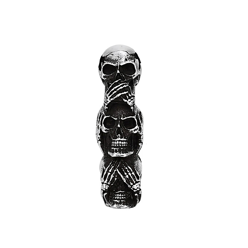 Gothic Hip Hop Skull Pendant Necklaces For Men Stainless Steel Punk Fashion Skeleton Necklace Halloween Jewelry Gifts Wholesale