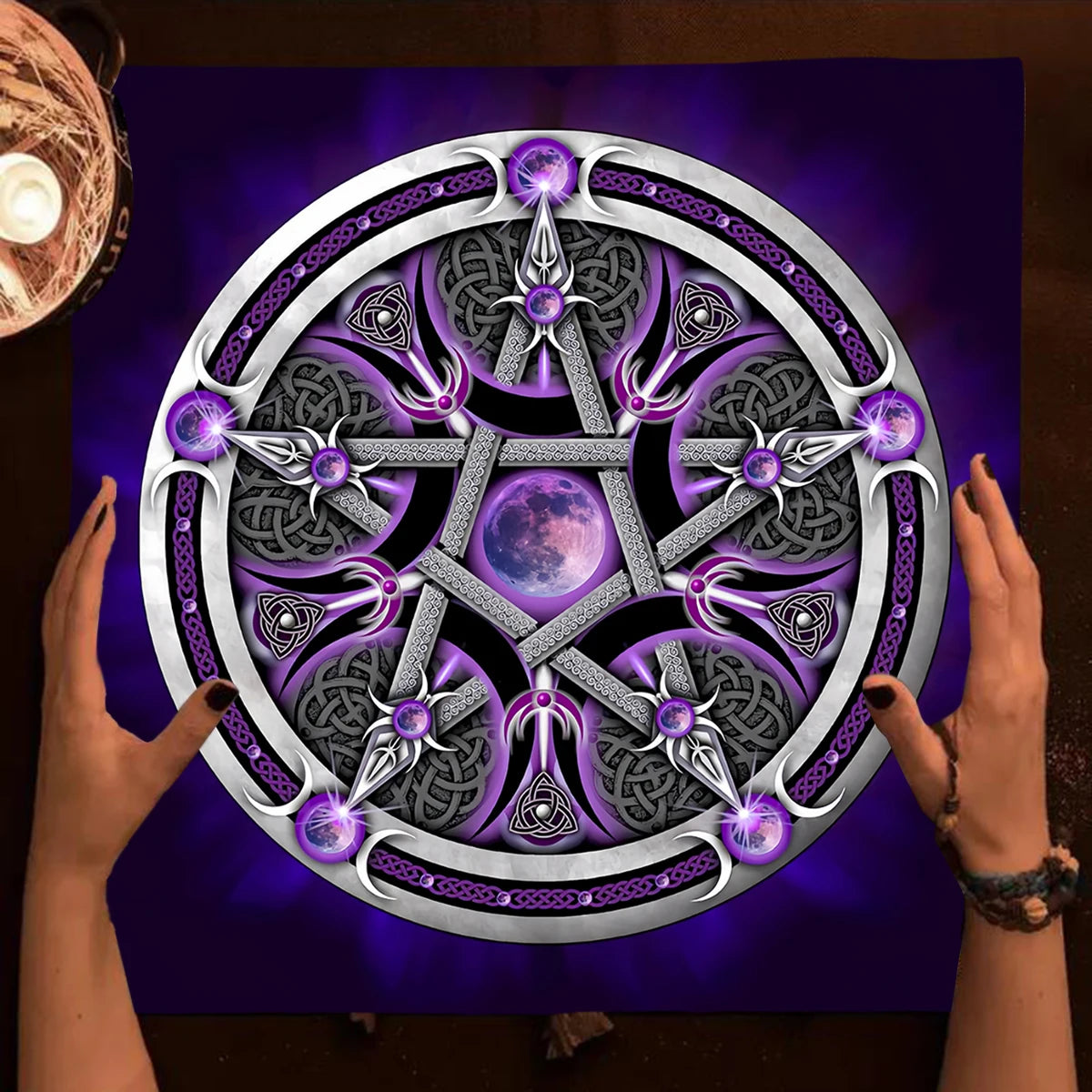 Purple Moon Star Tarot Card Tablecloth Divination Altar Cloth For Witch Wiccan Home Decor Astrology Oracle Card Pad Tarot Mat
