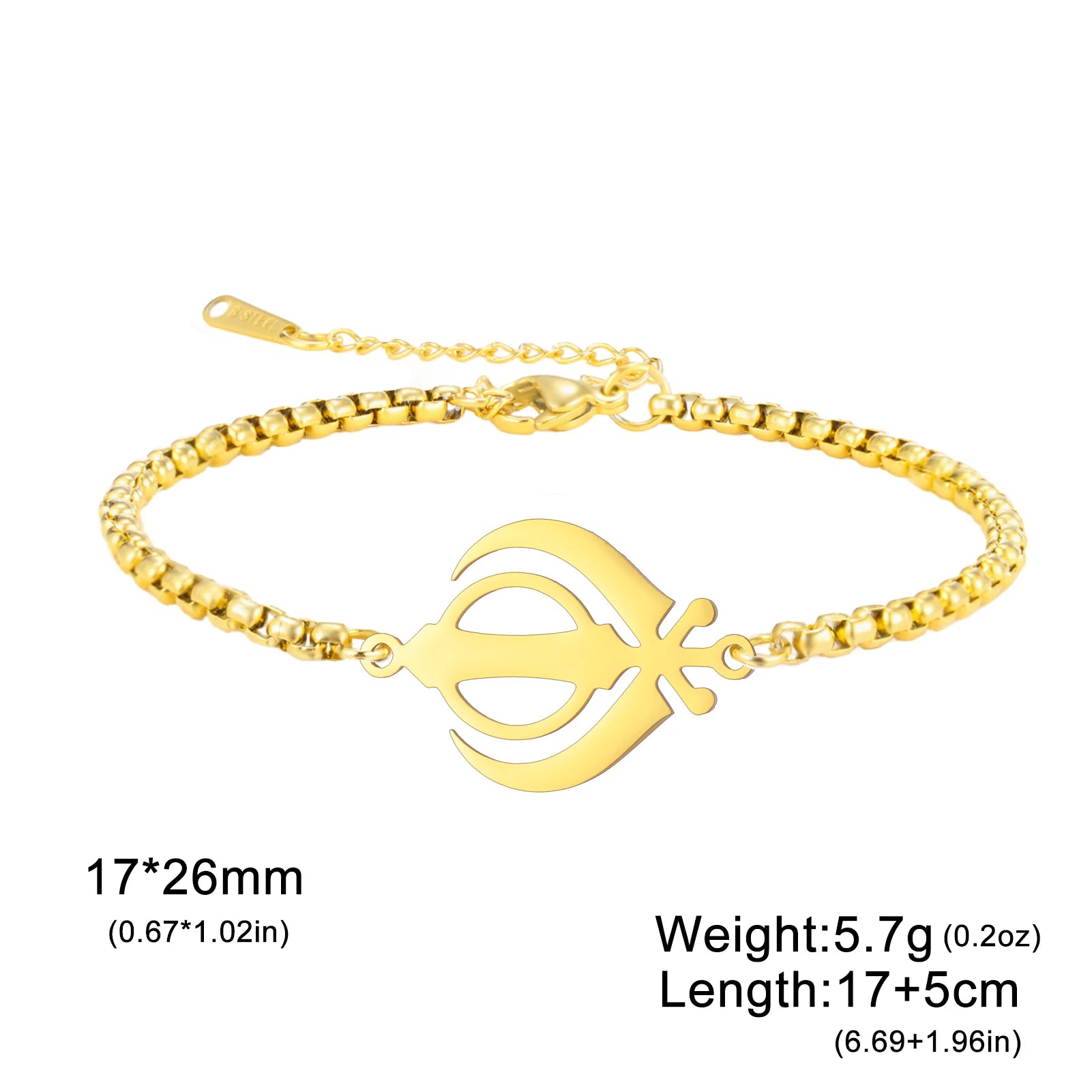 LIKGREAT Sikhism Adjustable Rope Bracelets for Women Men Stainless Steel Sikh Khanda Indian Pakistan Punjab Religious Jewelry