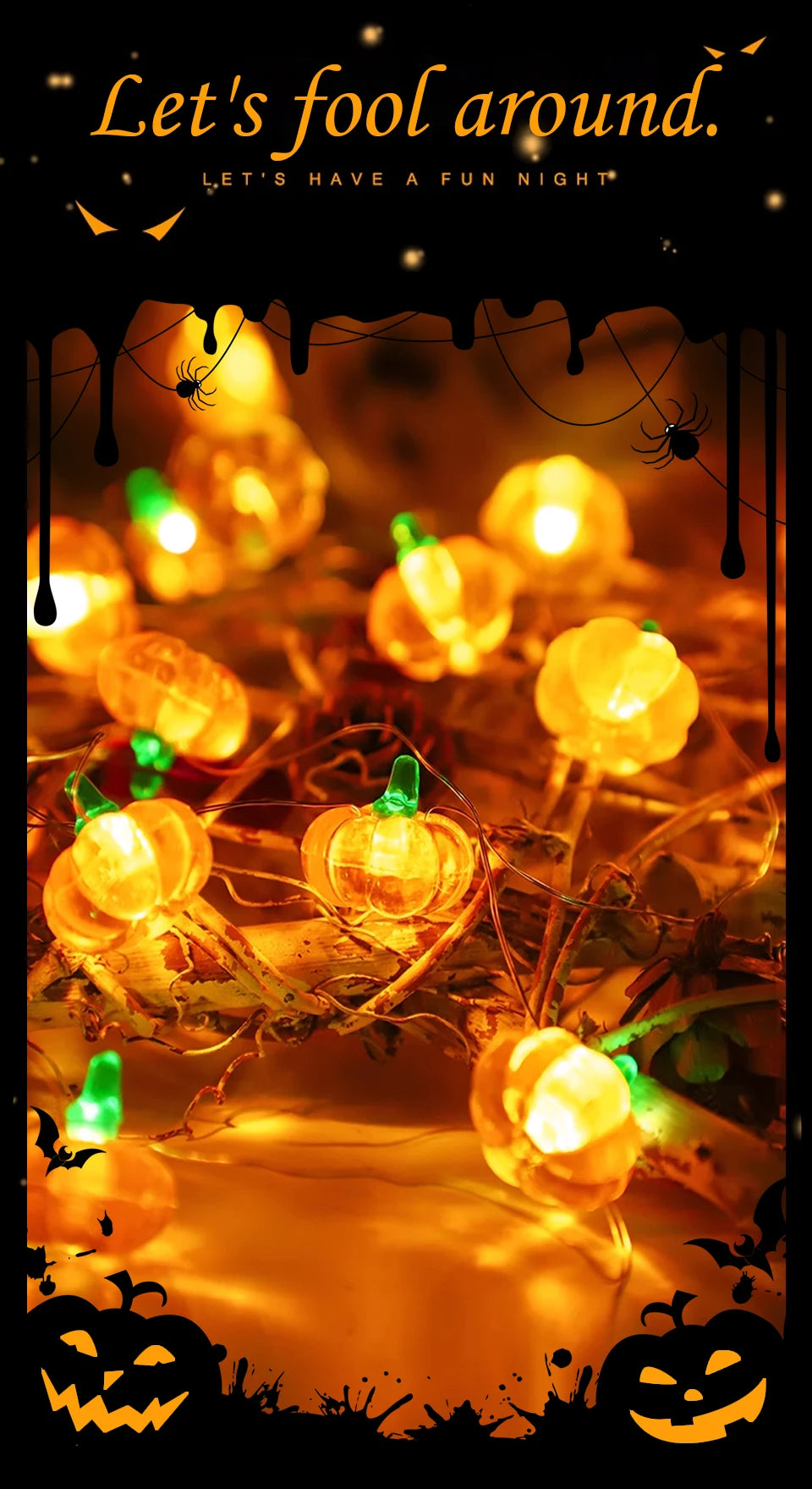 Halloween Cubic Pumpkin String Lights 1/2/3M Warm White Always Bright Event Party Decoration Creative Ambient Lights
