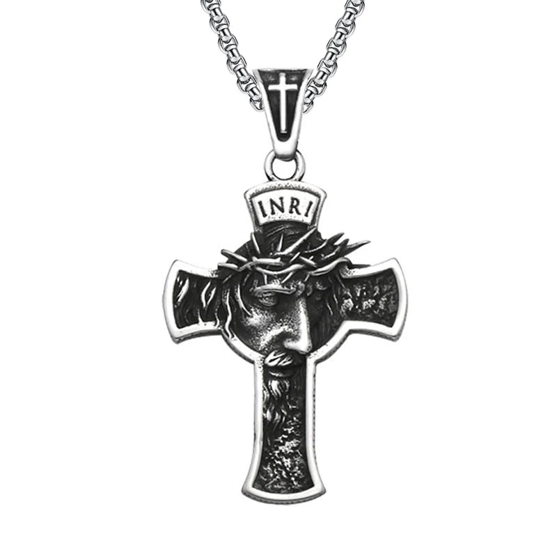 Retro Christian Jesus Cross Trend Classic Pendant Women 316L Stainless Steel Men's Crisscross Necklaces Jewelry Gifts Wholesale