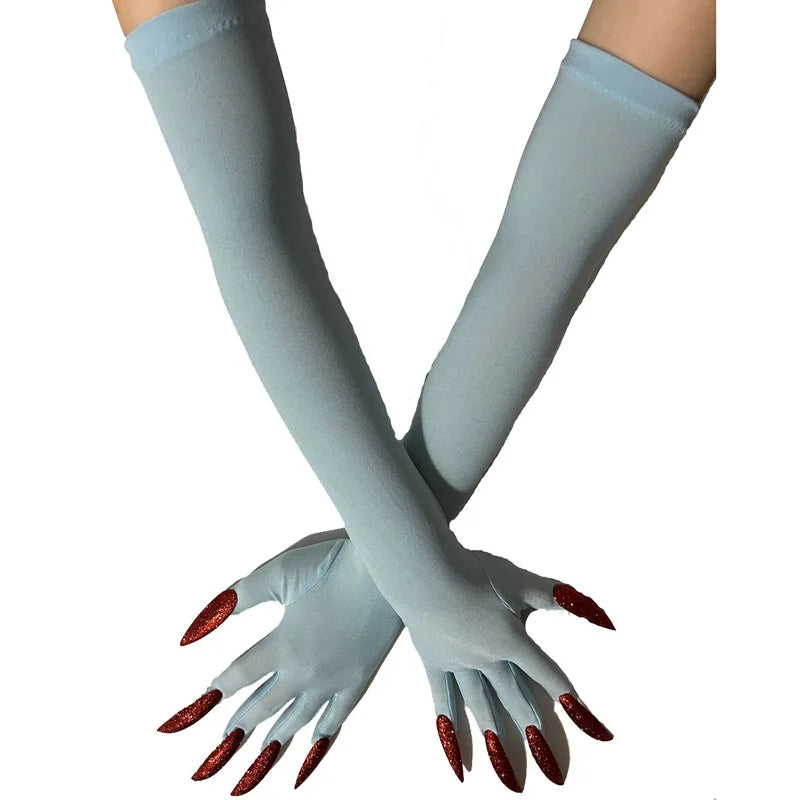 Cool Halloween gloves long ghost claw dress up gloves fashionable red long nails Cosplay Halloween funny gloves A529