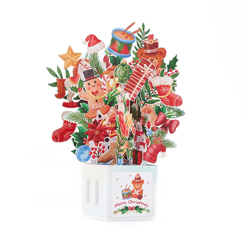 Christmas Tree Greeting Cards Cat Xmas Party Three-dimensional Pop Up Card 3D Postcard With Envelope Holiday Supplies