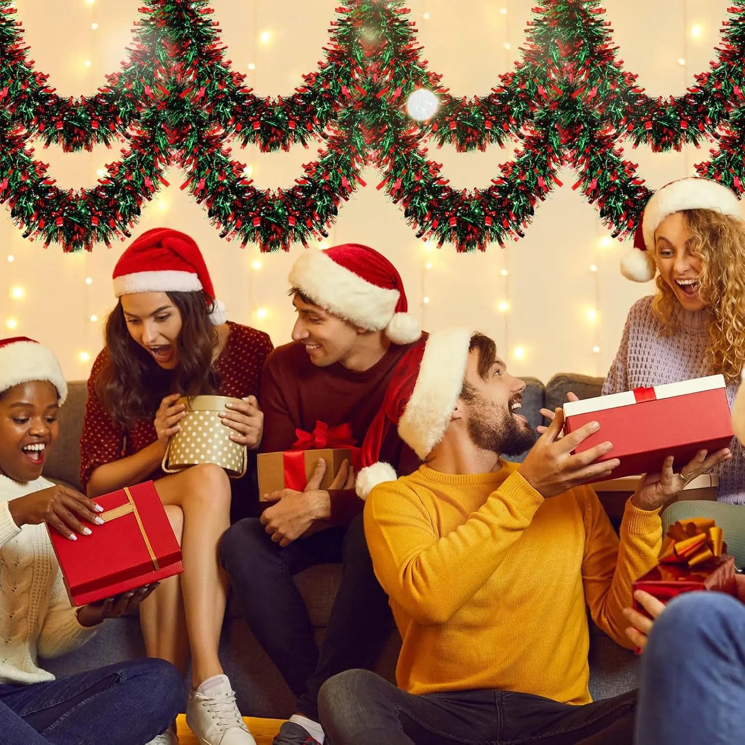 2M Merry Christmas Decorations Strip Ribbon Christmas Tree Ornament Bears Gingerbread People Snowmen New Year Supplies Red Green