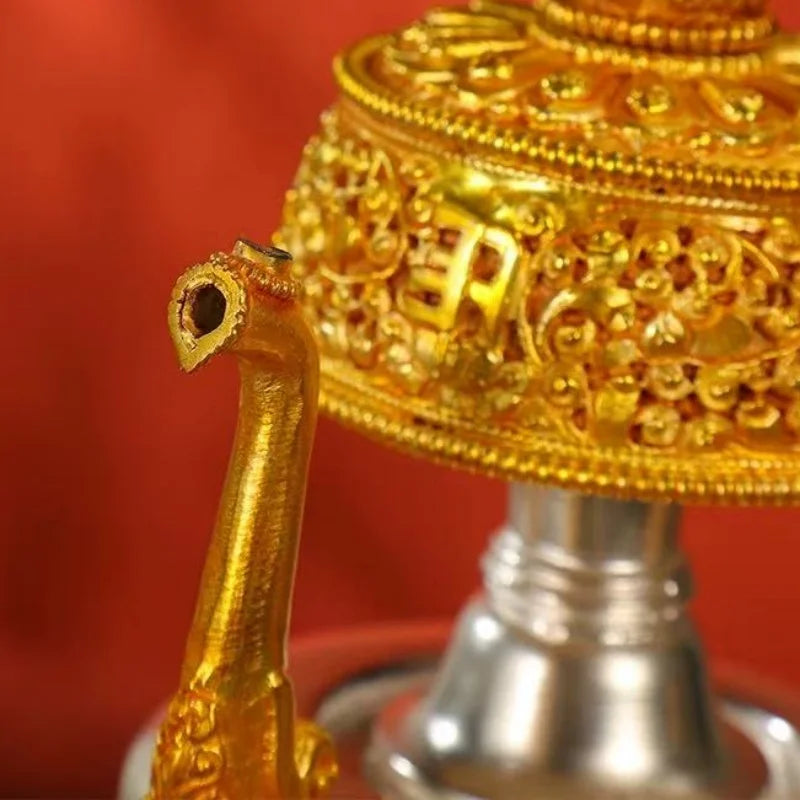 Nepalese Water Purification Bottle Copper,Tantric Holy Water Buddhism Inlaid Gem Pot,Tibetan Altars Kettle Buddhist Religious