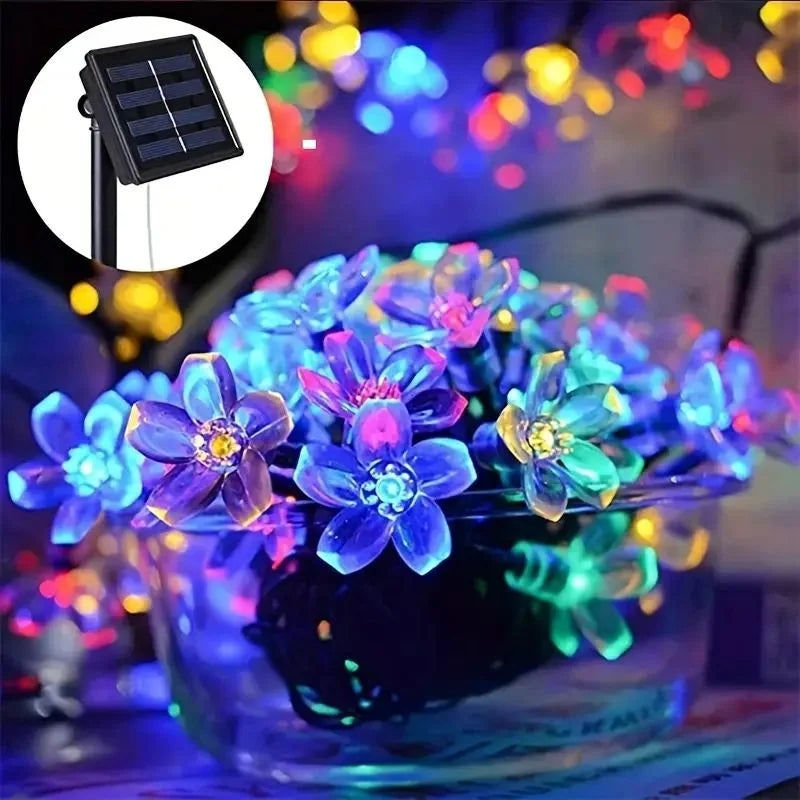Solar Lamps LED Cherry Blossom Fairy Lights Outdoor Waterproof Oriental Cherry String Lights Decor Wedding Party Tree Parterre