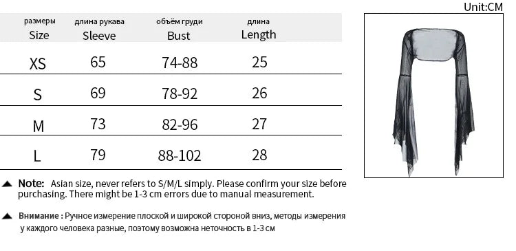 AltGoth Halloween Gothic Mesh Smock Women Vintage Streetwear Witch See Through Bat Sleeve Crop Blouse Sexy Cosplay Clothes Femme