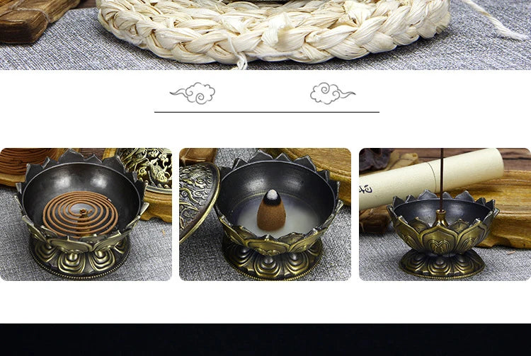 Copper Tower Incense Burner Sandalwood Incense Burner Lotus Incense Burner Incense Plug Ornaments Buddhist Temple Home Interior