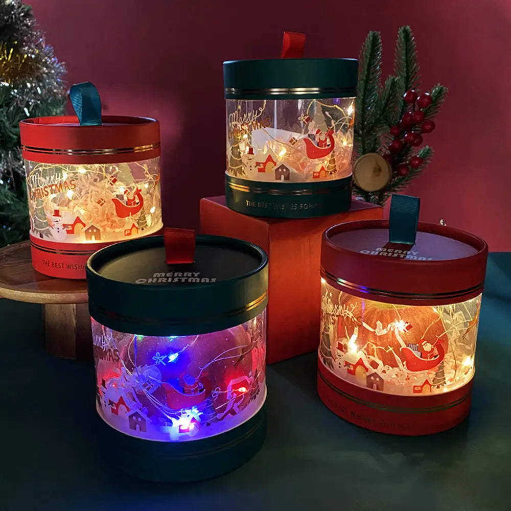 Christmas Gift Packaging Box Festive Dessert Party Decoration Treats Cake Hug Bucket Plastic Transparent Storage Case Home