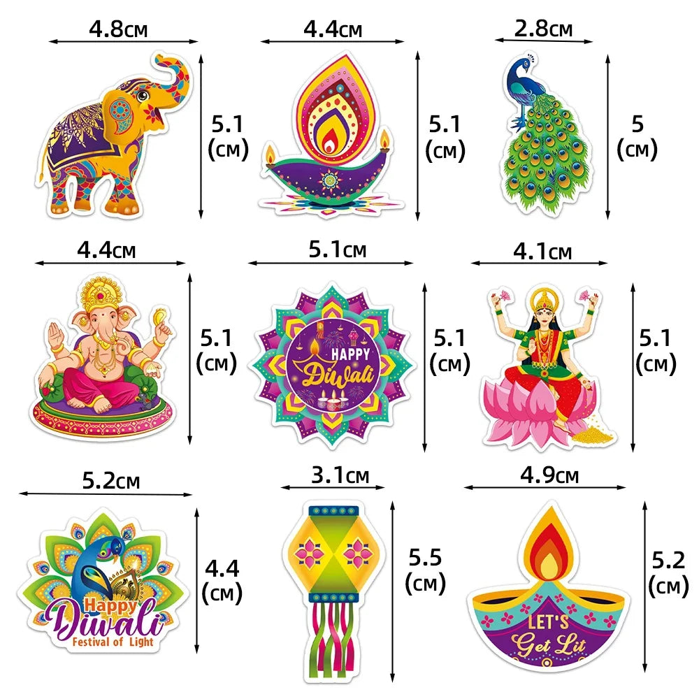 100Pcs/Bag Diwali Festival Theme Paper Confetti Elephant Peacock Candle Table Scatter for India Diwali Festival Party Decor